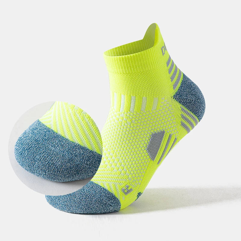 3 Pairs Marathon Socks Men Women Professional Sport Ankle Running Socks Thickened Cushioned Tube Low Cut Fitness Short Sock Mesh